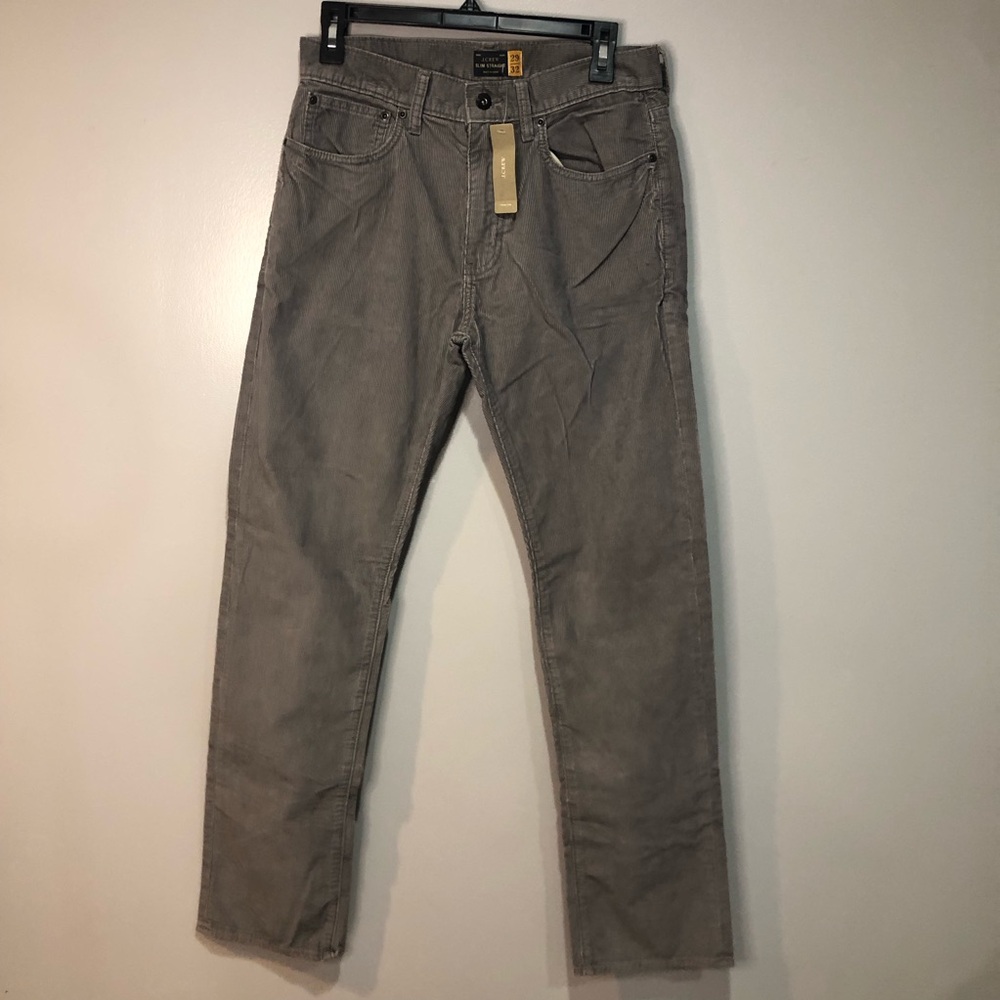 J. Crew Slim Straight Corduroy Grey Pants Men's Style 29104 NWT